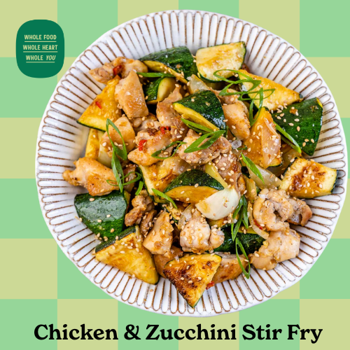 Tender chicken sautéed with zucchini, onion, garlic, and ginger in a simple savory glaze. Light, protein-forward, and easy to love. <br/>Gluten-Free, Dairy-Free, Paleo, Whole30. 