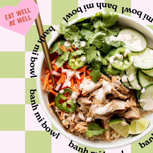 Tender Vietnamese-style pork served over hearty brown rice with quick-pickled carrot and radish, crisp cucumber, fresh cilantro, and a light chili-mayo drizzle. <br/>Gluten-Free, Dairy Free.